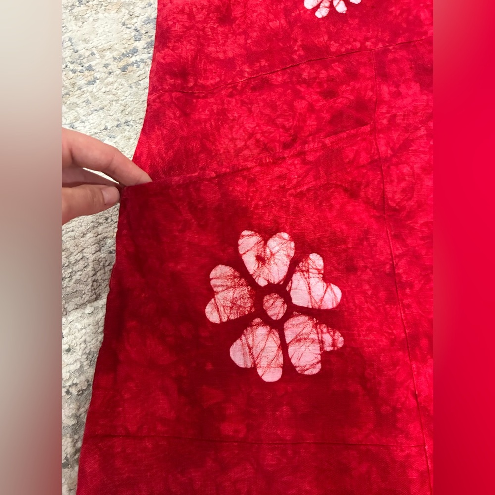Blue Cactus - BOHO 100% Linen Red Dress | Size 2X - Picture 2 of 6